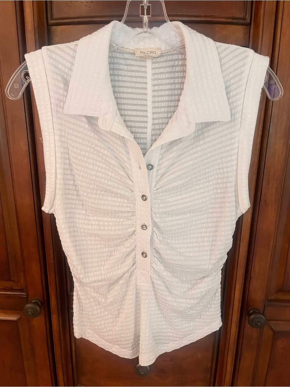 Pilcro White Ruched Collared Tank - Picture 2 of 3